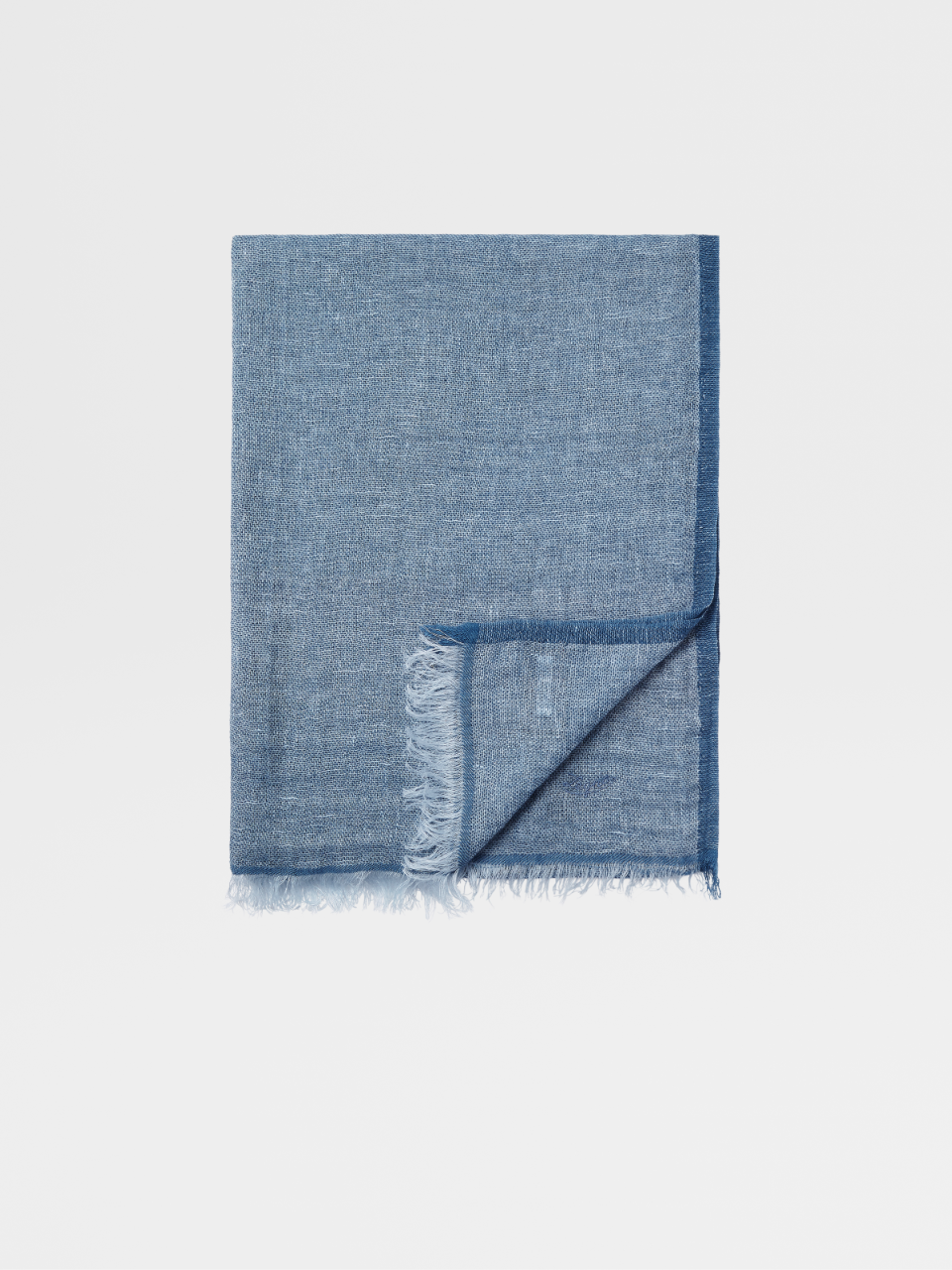Blue Linen Cashmere Silk and Wool Scarf